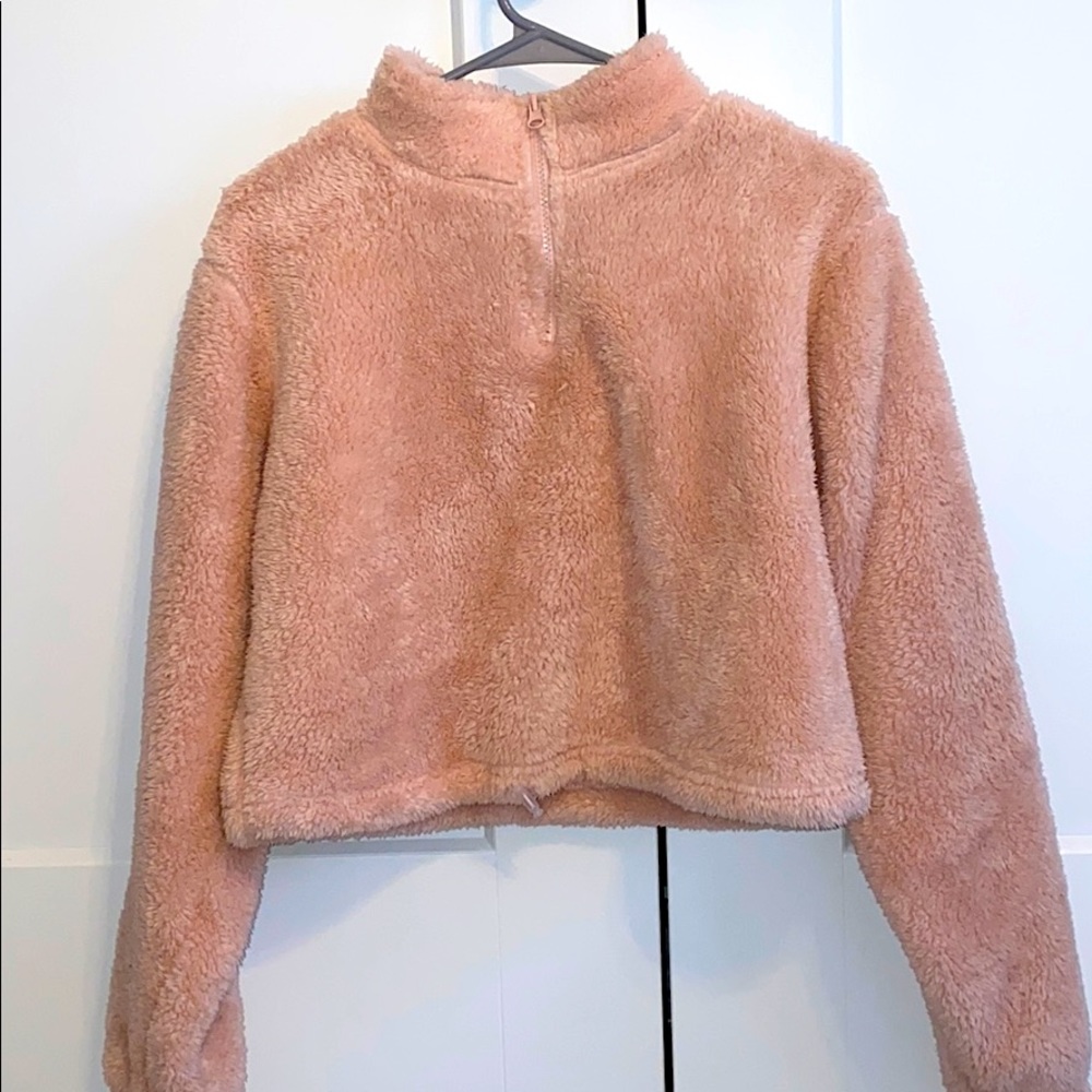 pink quarter zip sherpa